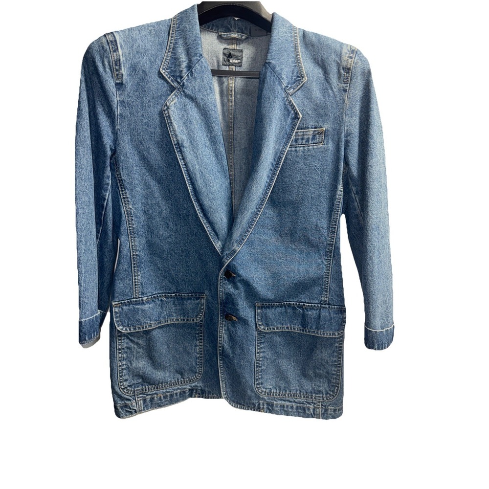 VTG LizWear 80's Denim Jacket Jean Blazer Sz 16 Women's Y2K
